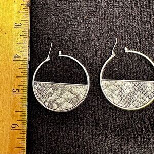 Silver and Gray (animal print) Hoop Earrings